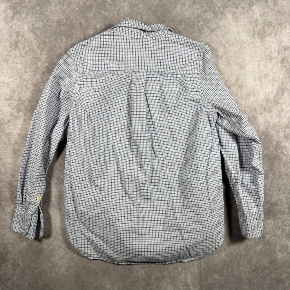 Ralph Lauren Boys Blue White Check Long Sleeve Button Down Shirt 10-12 Preppy